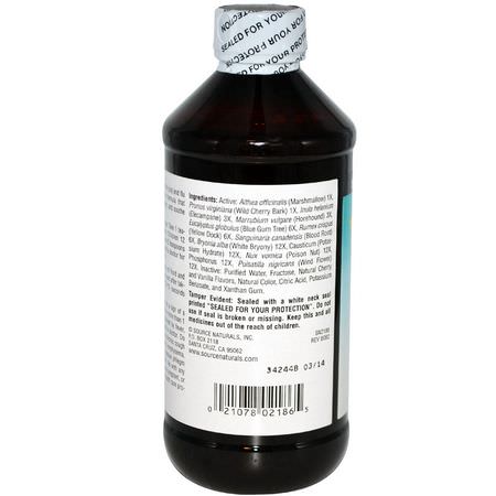 感冒, 補品: Source Naturals, Wellness Cough Syrup For Kids, Great Cherry Taste, 8 fl oz (236 ml)