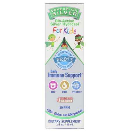 銀, 礦物質: Sovereign Silver, Bio-Active Silver Hydrosol, For Kids, Daily Immune Support, 10 ppm, 2 fl oz (59 ml)