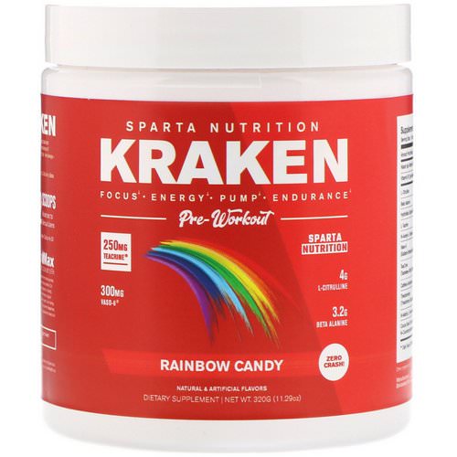 Sparta Nutrition, Kraken Pre-Workout, Rainbow Candy, 11.29 oz (320 g) Review