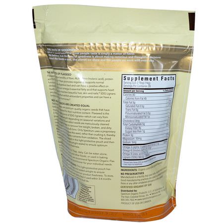 亞麻籽補品, 歐米茄EPA DHA: Spectrum Essentials, Organic Ground Premium Flaxseed, 14 oz (396 g)