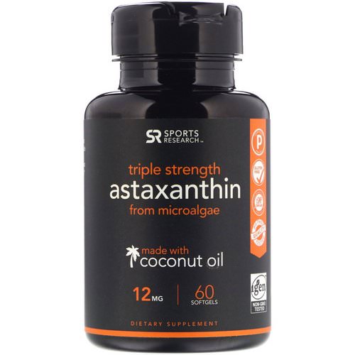 Sports Research, Astaxanthin Made With Coconut Oil, Triple Strength, 12 mg, 60 Softgels Review