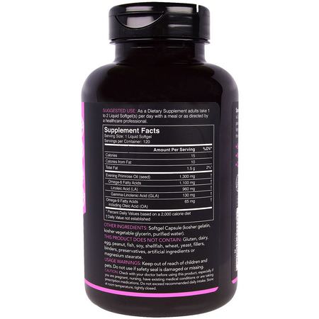 月見草油, 女性健康: Sports Research, Evening Primrose Oil, 1300 mg, 120 Softgels
