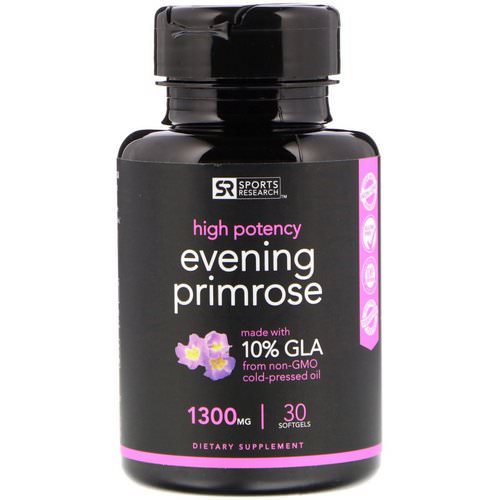 Sports Research, Evening Primrose Oil, 1300 mg, 30 Softgels Review