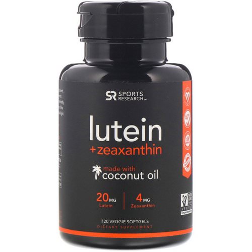 Sports Research, Lutein + Zeaxanthin with Coconut Oil, 120 Veggie Softgels Review