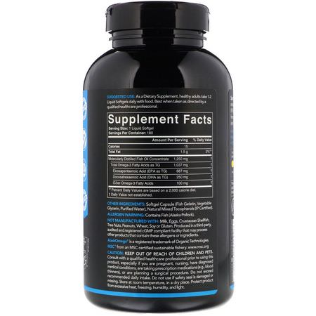 歐米茄, 運動魚油: Sports Research, Omega-3 Fish Oil, Triple Strength, 1250 mg, 180 Softgels