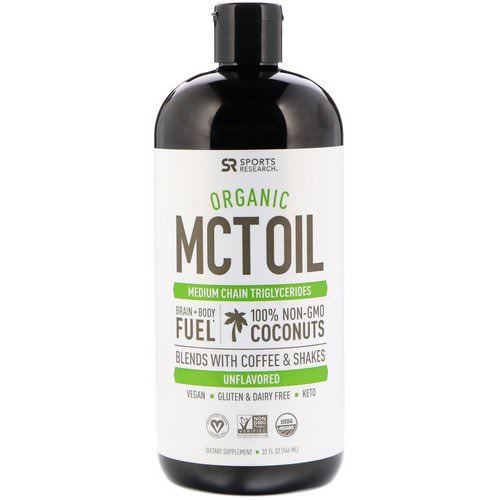 Sports Research, Organic MCT Oil, Unflavored, 32 fl oz (946 ml) Review