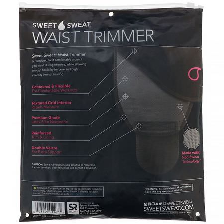 修剪器, 皮帶: Sports Research, Sweet Sweat Waist Trimmer, Small, Black & Pink, 1 Belt