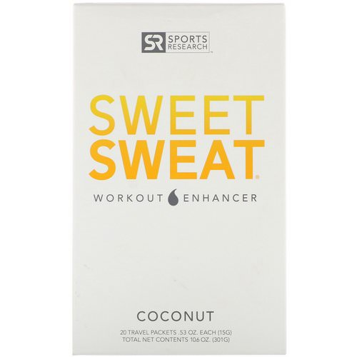 Sports Research, Sweet Sweat Workout Enhancer, Coconut, 20 Travel Packets, 0.53 oz (15 g) Each Review