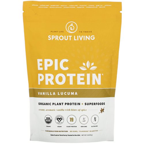Sprout Living, Epic Protein, Vanilla Lucuma, 1 lb (455 g) Review
