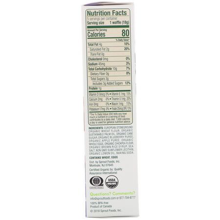手指食品, 酒吧: Sprout Organic, Wafflez, Blueberry Apple, 5 Packets, 0.63 oz (18 g)