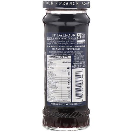水果醬, 果醬, 果醬: St. Dalfour, Black Cherry, Deluxe Black Cherry Spread, 10 oz (284 g)