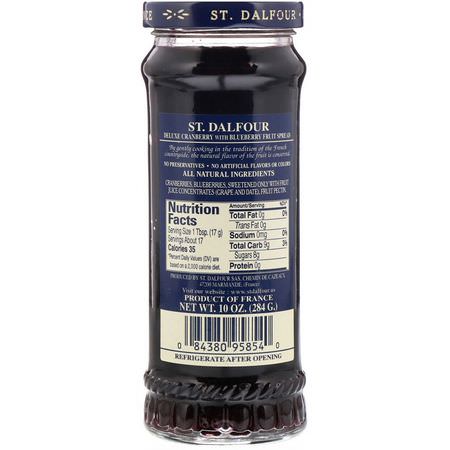 水果醬, 果醬, 果醬: St. Dalfour, Cranberry with Blueberry Fruit Spread, 10 oz (284 g)