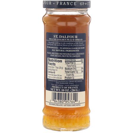 水果醬, 果醬, 果醬: St. Dalfour, Golden Peach, Deluxe Golden Peach Spread, 10 oz (284 g)