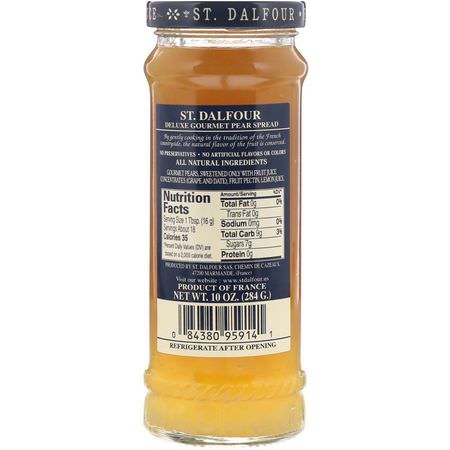 水果醬, 蜜餞: St. Dalfour, Gourmet Pear, 100% Fruit Spread, 10 oz (284 g)