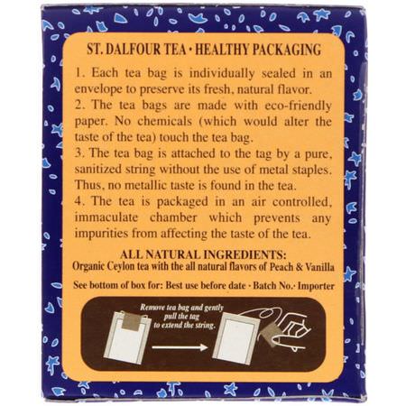 紅茶: St. Dalfour, Organic Golden Peach Tea, 25 Envelopes, 1.75 oz (50 g)