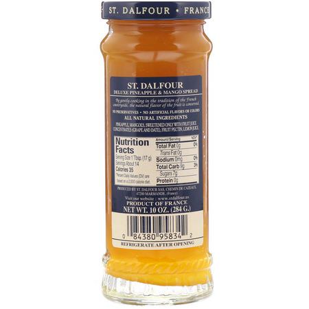 水果醬, 果醬, 果醬: St. Dalfour, Pineapple & Mango, Fruit Spread, 10 oz (284 g)