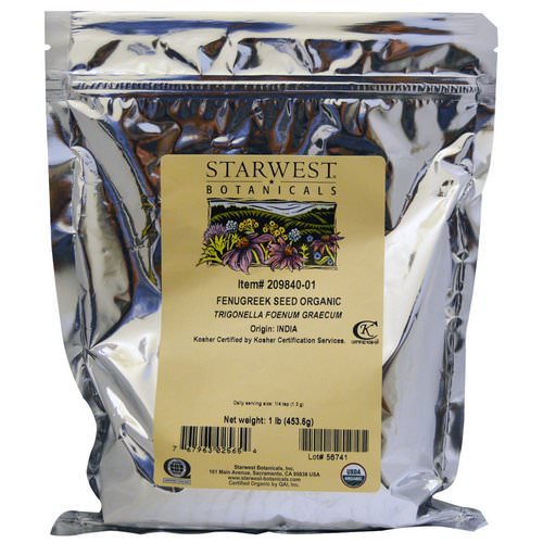Starwest Botanicals, Fenugreek Seed Organic, 1 lb (453.6 g) Review
