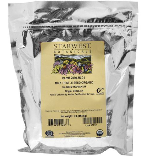 Starwest Botanicals, Milk Thistle Seed Whole, Organic, 1 lb (453.6 g) Review