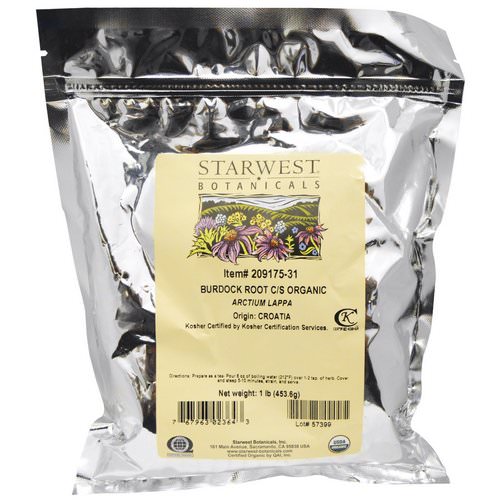 Starwest Botanicals, Organic Burdock Root C/S, 1 lb (453.6 g) Review