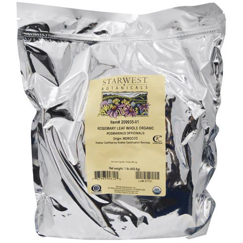 Starwest Botanicals, Organic Rosemary Leaf Whole, 1 lb (453.6 g) Review