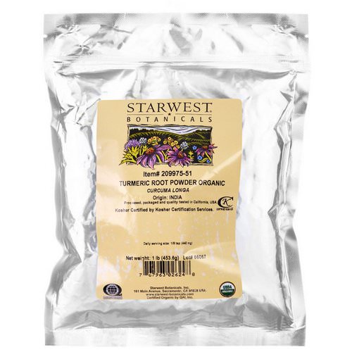 Starwest Botanicals, Turmeric Root Powder Organic, 1 lb (453.6 g) Review