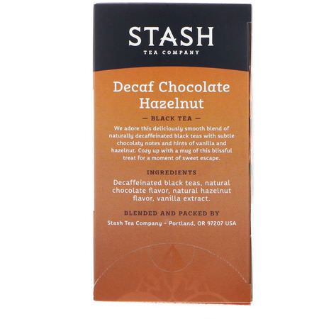 紅茶: Stash Tea, Black Tea, Decaf Chocolate Hazelnut, 18 Tea Bags, 1.2 oz (36 g)