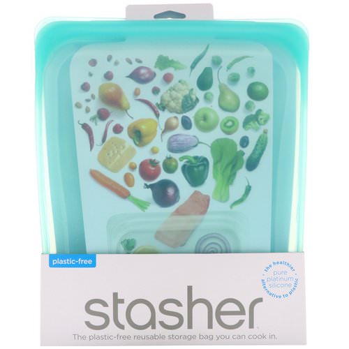 Stasher, Reusable Silicone Food Bag, Half Gallon Bag, Aqua, 64.2 fl oz (1.92 l) Review