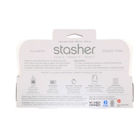 容器, 食物儲存器: Stasher, Reusable Silicone Food Bag, Snack Size Small, Clear, 9.9 fl oz (293.5 ml)