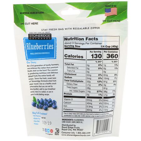 蔬菜小吃, 藍莓: Stoneridge Orchards, Blueberries, Whole Dried Blueberries, 4 oz (113 g)