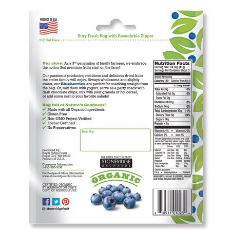 蔬菜小吃, 藍莓: Stoneridge Orchards, Organic Blueberries, 4 oz (113 g)
