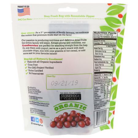 蔓越莓, 超級食物: Stoneridge Orchards, Organic Cranberries, 4 oz (113 g)