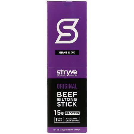 肉類零食: Stryve Foods, Beef Biltong Stick, Original, 12 Sticks, 1 oz (28 g) Each
