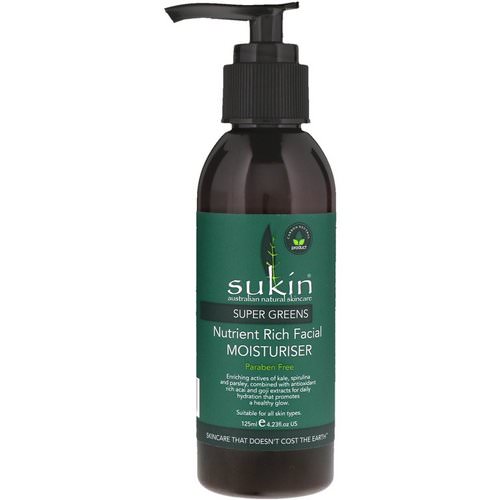 Sukin, Super Greens, Nutrient Rich Facial Moisturiser, 4.23 fl oz (125 ml) Review