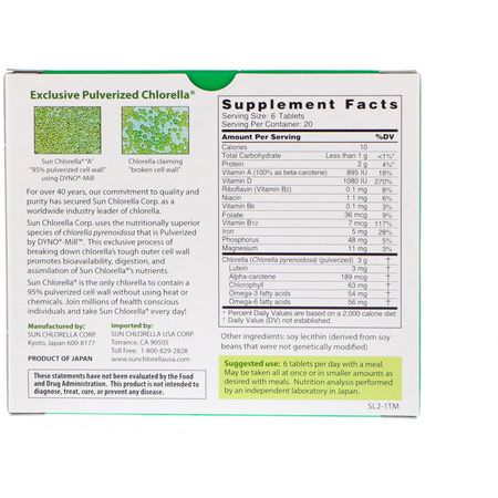 小球藻, 藻類: Sun Chlorella, A, 500 mg, 120 Tablets