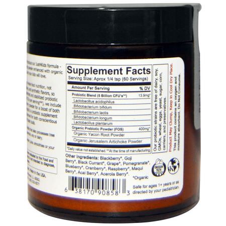 兒童益生菌, 健康: Sunbiotics, Just 4 Kids! Potent Probiotics with Organic Prebiotics Powder, Bountiful Berry, 2 oz (57 g)