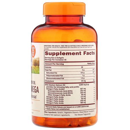 Omega 3-6-9組合, EFA: Sundown Naturals, Complete Omega, Wild Alaskan Salmon Oil, 1400 mg, 90 Softgels