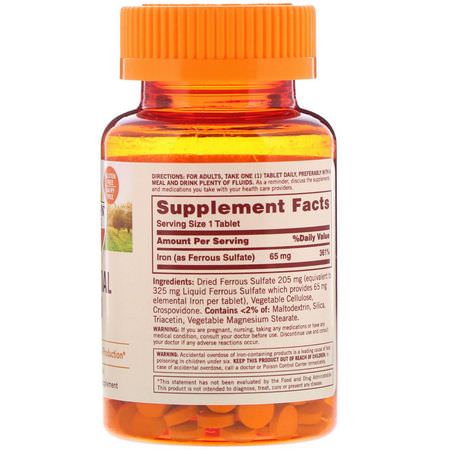 鐵, 礦物質: Sundown Naturals, Essential Iron, 65 mg, 120 Tablets