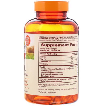 Omega-3魚油, EPA DHA: Sundown Naturals, Fish Oil, 1,200 mg, 100 Softgels