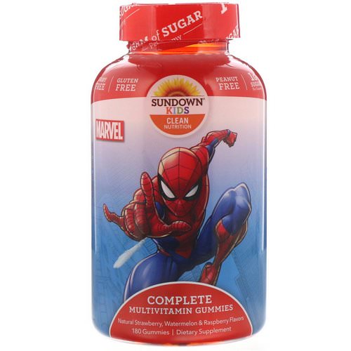 Sundown Naturals Kids, Complete Multivitamin Gummies, Marvel Spiderman, Natural Strawberry, Watermelon & Raspberry Flavors, 180 Gummies Review