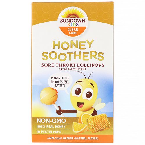 Sundown Naturals Kids, Honey Soother, Sore Throat Lollipops, Aww-Some Orange, 10 Pectin Pops Review