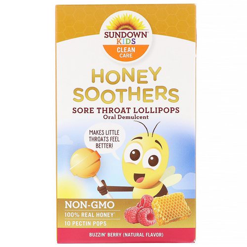Sundown Naturals Kids, Honey Soother, Sore Throat Lollipops, Buzzin' Berry, 10 Pectin Pops Review