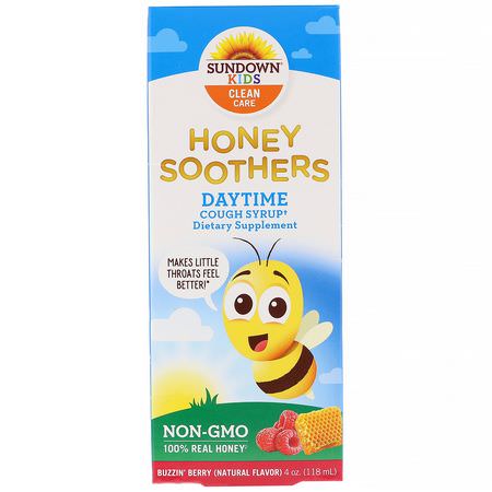 感冒, 補品: Sundown Naturals Kids, Honey Soothers, Daytime Cough Syrup, Buzzin' Berry, 4 oz (118 ml)