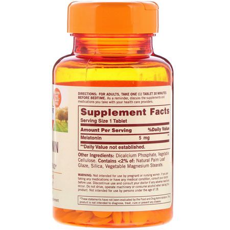 褪黑激素, 睡眠: Sundown Naturals, Melatonin, 5 mg, 90 Tablets