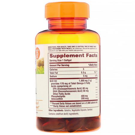 磷蝦油, 歐米茄EPA DHA: Sundown Naturals, Red Krill Oil, 1000 mg, 60 Softgels