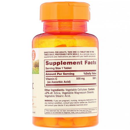 流感, 咳嗽: Sundown Naturals, Vitamin C, 500 mg, 100 Tablets