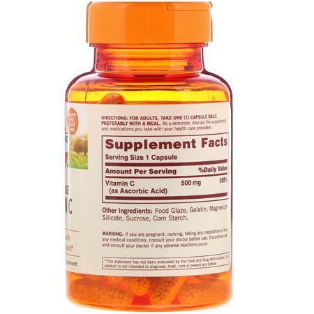 流感, 咳嗽: Sundown Naturals, Vitamin C, Timed Release, 500 mg, 90 Capsules