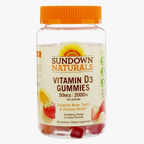 Sundown Naturals, Vitamin D3 Gummies, Strawberry, Orange, & Lemon Flavored, 50 mcg /2,000 IU, 90 Gummies Review