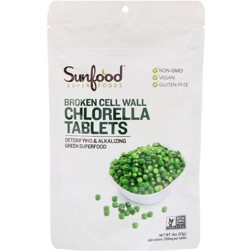 Sunfood, Broken Cell Wall Chlorella Tablets, 250 mg, 456 Tablets, 4 oz (113 g) Review
