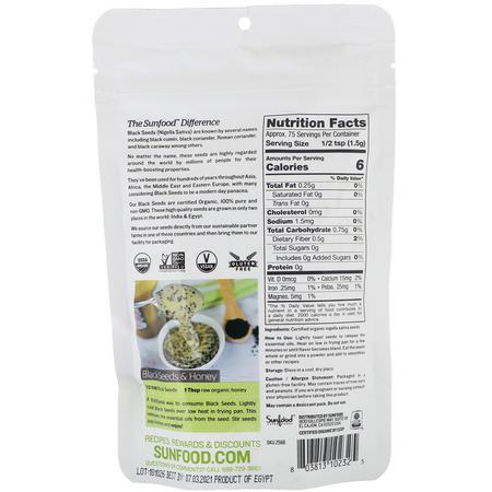 種子, 堅果: Sunfood, Organic Black Seeds, 4 oz (113 g)