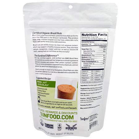 巴西堅果, 種子: Sunfood, Raw Organic Brazil Nuts, 8 oz (227 g)